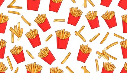French fries pattern on white background