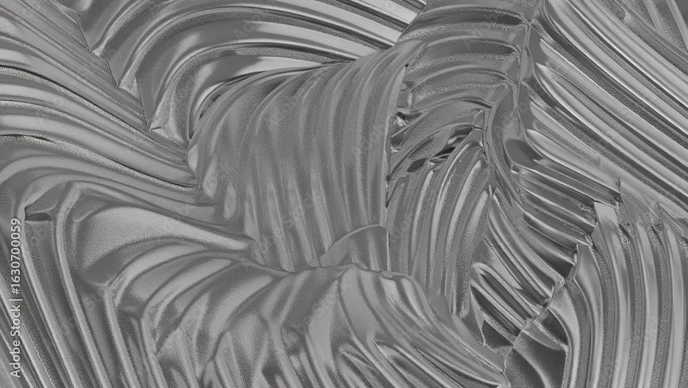 Poster abstract 3d background with mother-of-pearl metal plates in a complex geometric pattern in a three-d