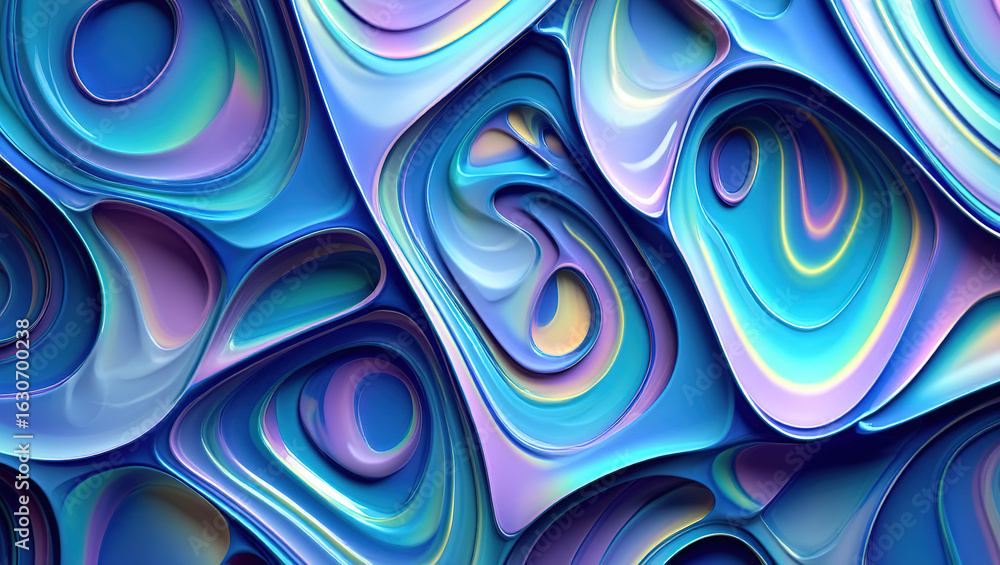 Aufkleber abstract 3d background with mother-of-pearl metal plates in a complex geometric pattern in a three-d