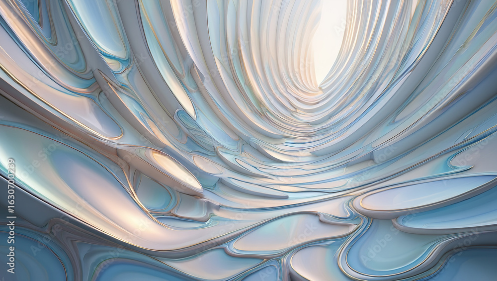 Aufkleber abstract 3d background with mother-of-pearl metal plates in a complex geometric pattern in a three-d