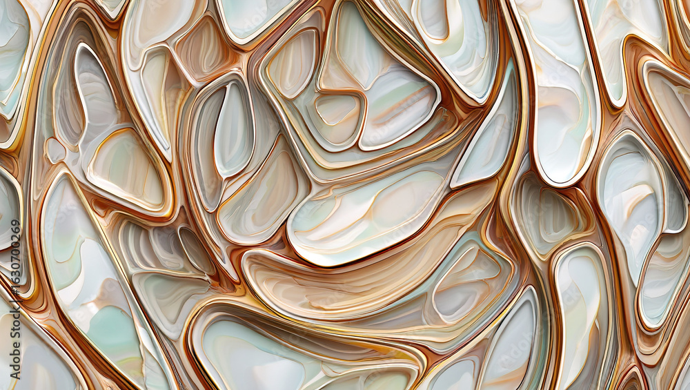 Aufkleber abstract 3d background with mother-of-pearl metal plates in a complex geometric pattern in a three-d