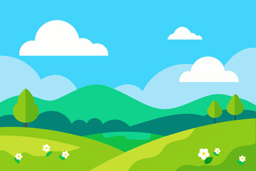 bright cartoon landscape clear sky