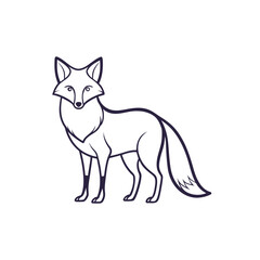 fox vector illustration Elegant Fox Line Drawing
