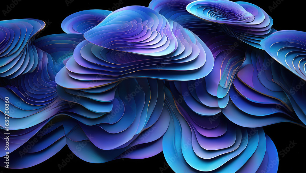Aufkleber abstract 3d background with mother-of-pearl metal plates in a complex geometric pattern in a three-d
