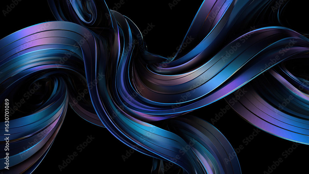 Poster abstract 3d background with mother-of-pearl metal plates in a complex geometric pattern in a three-d