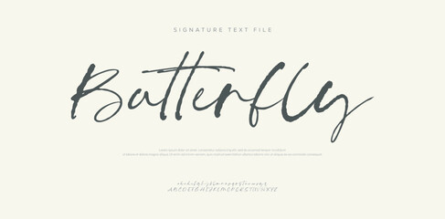 Butterfly signature Font Calligraphy Logotype Script Brush Font Type Font lettering handwritten. vector illustration 
