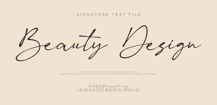 Beauty Design, signature Font Calligraphy Logotype Script Brush Font Type Font lettering handwritten. vector illustration 
