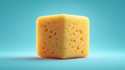 Yellow Cleaning Sponge Cube &ndash; 3D Household Icon

