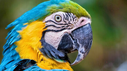 Macaw with Fluffy Feathers and Curious Look