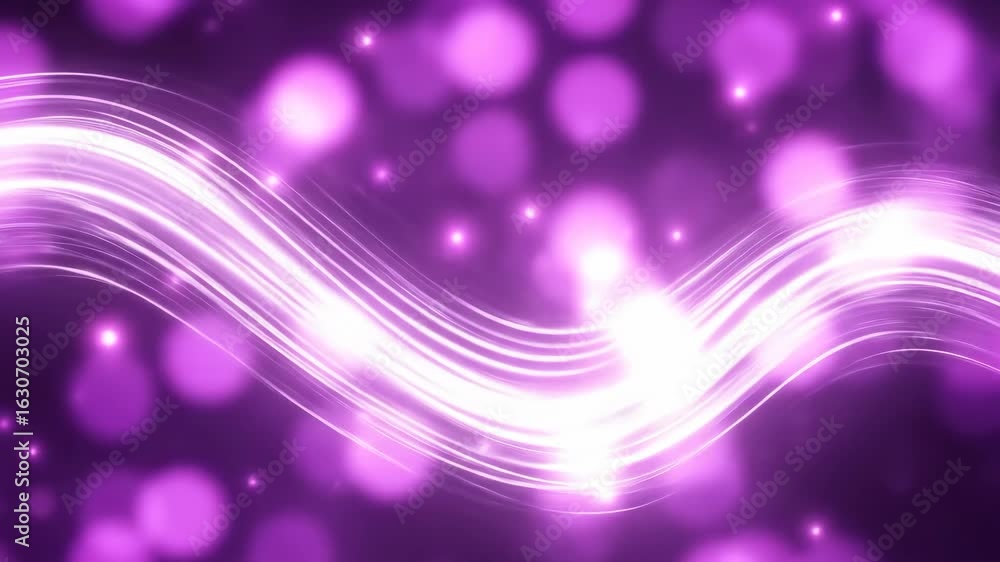 Poster abstract purple bokeh background with flowing white lines dynamic design for presentation
