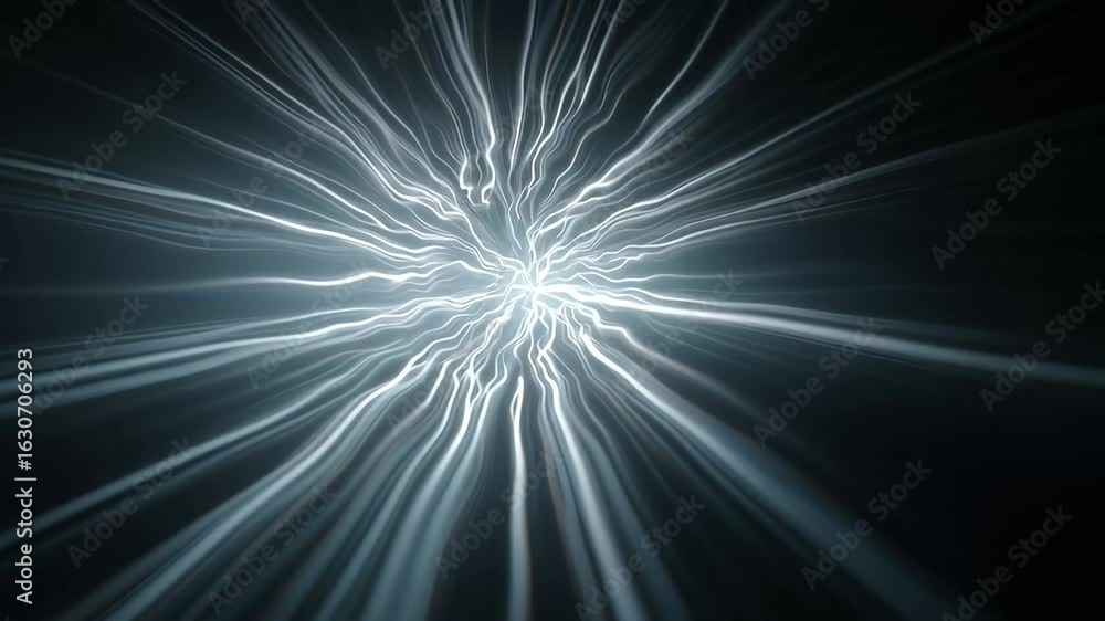 Poster dynamic abstract animation showcasing artistic light patterns and bursts in a dark environment for m