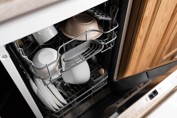 dishwasher filled with dirty dishes