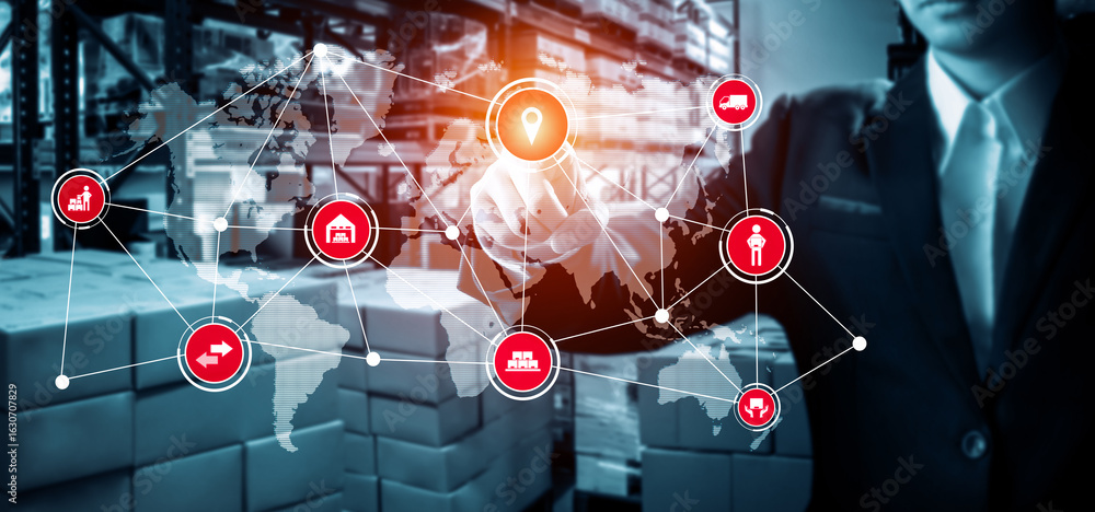 Poster smart warehouse management system with innovative internet of things technology to identify package 
