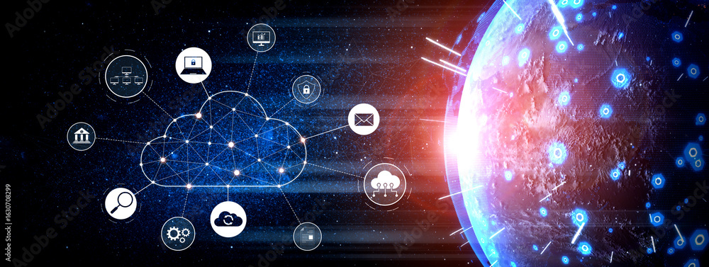 Poster cloud computing enables cloud, service, and network integration for digital transformation, data acc