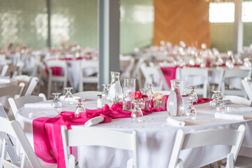 Elegant Wedding Reception with Dessert Table and Floral Decorations