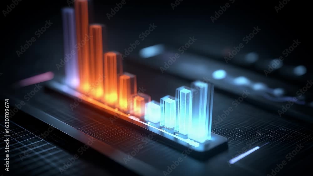 Poster Technological Bar Chart Data Dynamic Change Display