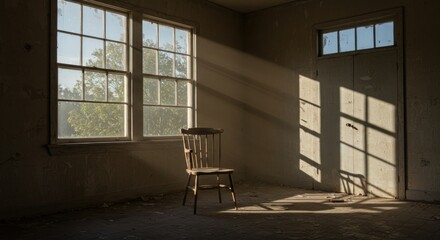 Empty room, sunbeams, solitude