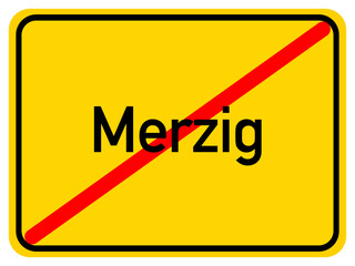 Illustration of a city exit sign for the city of Merzig