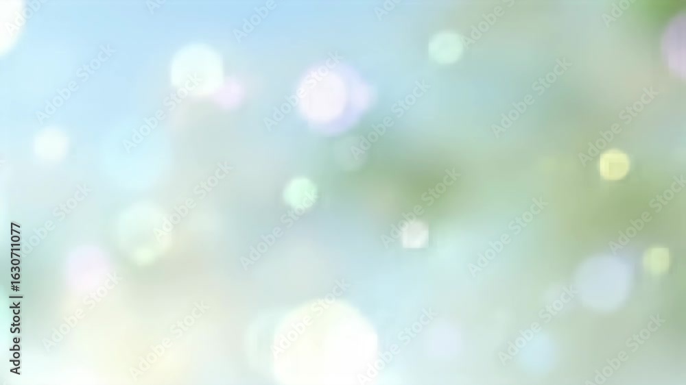 Fototapete looped animation, soft pastel bokeh circles blending delicate light patterns, generating ethereal vi