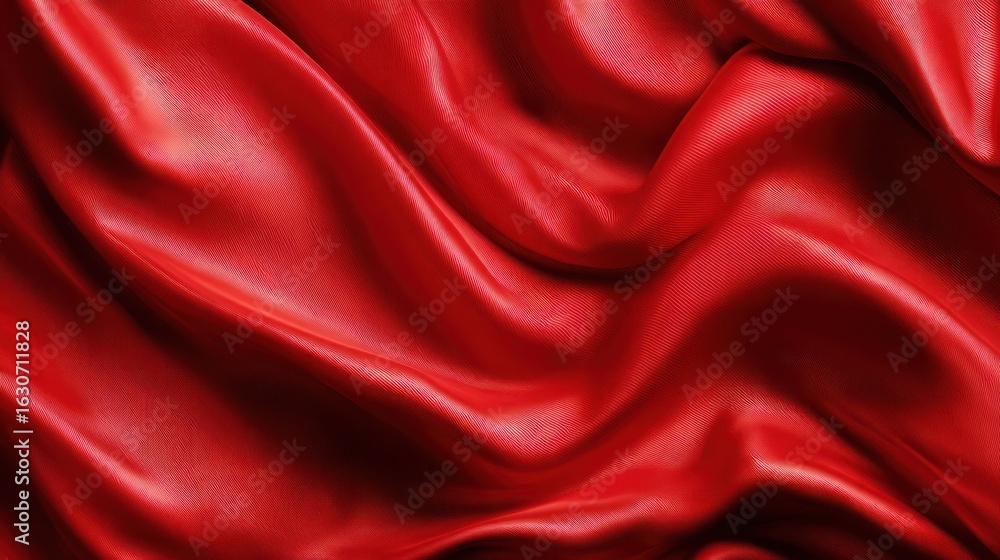 Poster rich, flowing red satin folds and drapes with highlights creating depth and texture