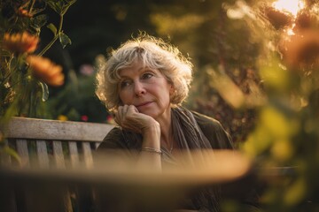 A time for relaxation and contemplation an elderly woman sitting peacefully in a garden