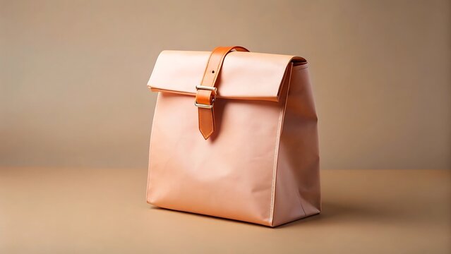 Handcrafted natural leather lunch bag with buckle closure - Powered by Adobe