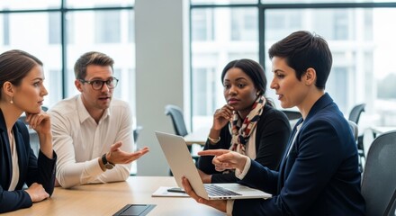 Business Meeting Collaboration with Diverse Team in Modern Office