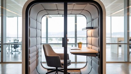 Modern work pod for focused productivity within the office environment .