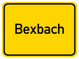 Illustration of a city entrance sign for the city of Bexbach