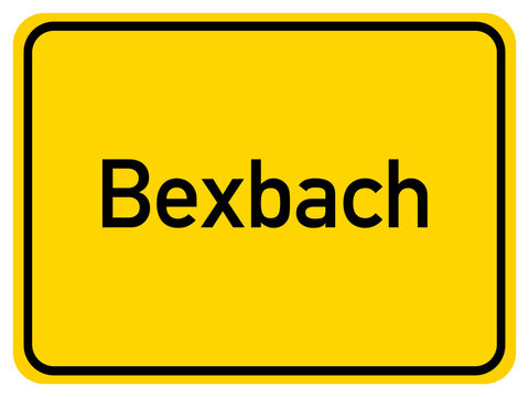 Illustration of a city entrance sign for the city of Bexbach