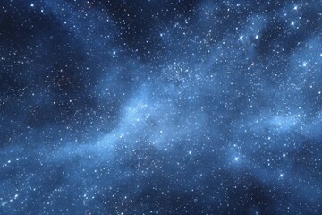 Obraz premium Starry sky background, blue night sky full of stars, glowing stars in the dark space, starry background, dark night, stars in the distance, starlight, dark background with a blue glow, night sky. 