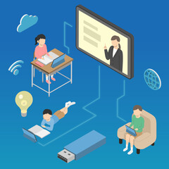 タブレット学習する子供達2