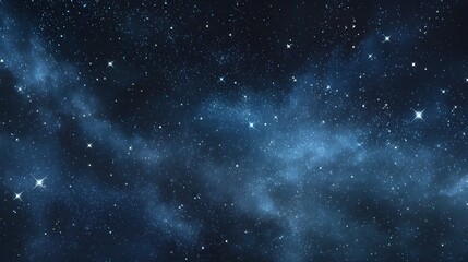 Obraz premium Starry sky background, blue night sky full of stars, glowing stars in the dark space, starry background, dark night, stars in the distance, starlight, dark background with a blue glow, night sky. 