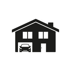 House with a garage icon. Vector isolated illustration 