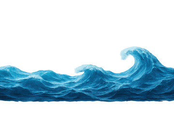 Powerful ocean waves surging with dynamic energy, isolated on transparent background for seamless design integration