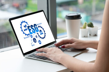 ESG environmental social governance policy for modish business to set a standard to achieve high...