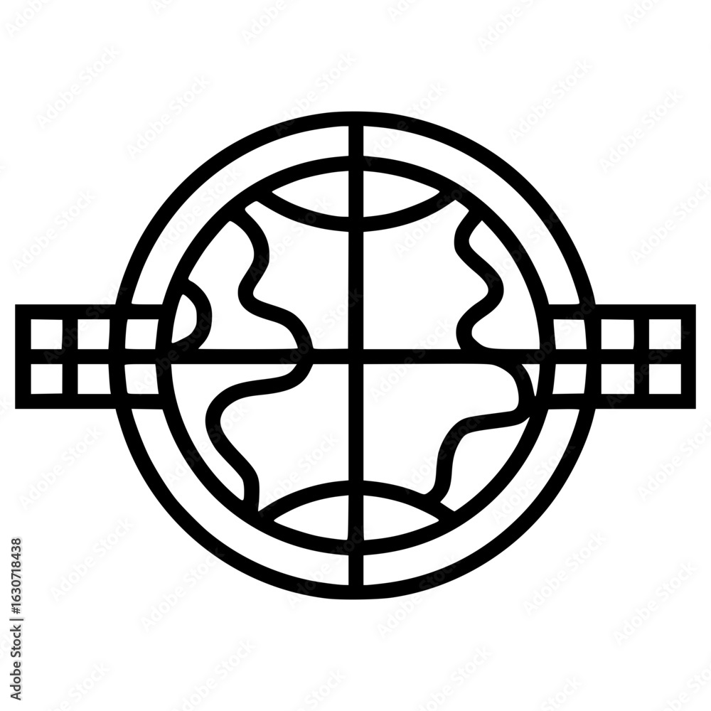 Poster vector icon representing a stylized globe with grid lines