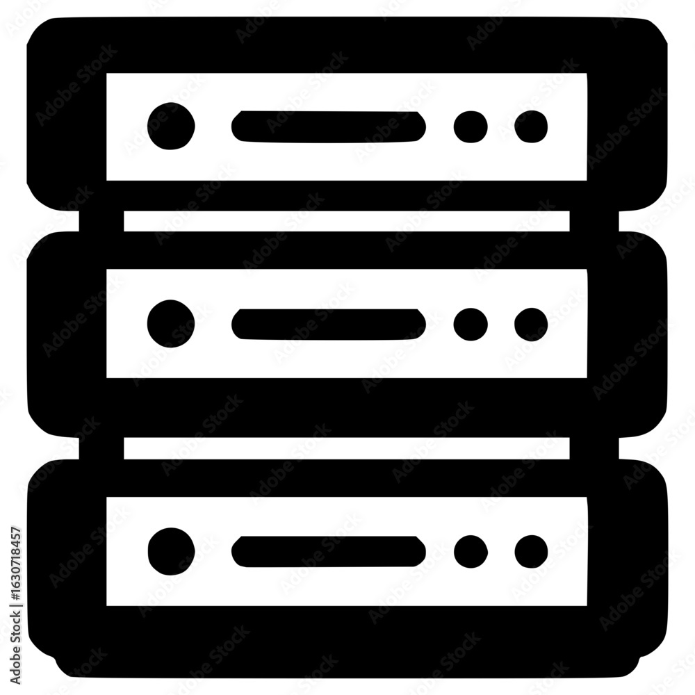 Poster icon representing a stacked server system in vector format