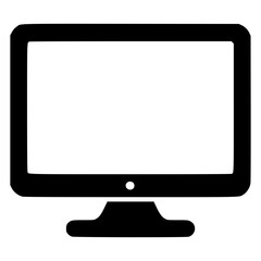Black vector icon representing a computer monitor for digital design