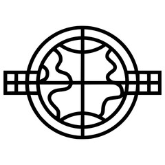 Vector icon representing a stylized globe with grid lines