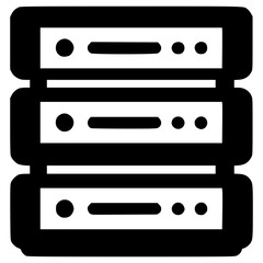 Icon representing a stacked server system in vector format