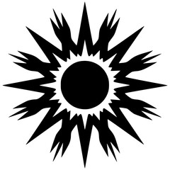 Vector icon featuring a sun with hands extending outward
