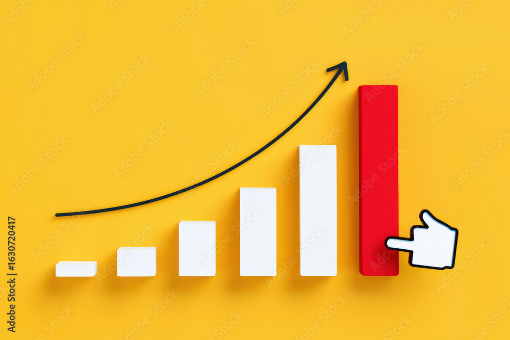 Poster elevate your business strategy a dynamic bar graph illustrating growth and success with a cursor poi
