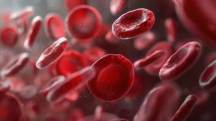 Group of red blood cells flowing through a vein, microscopic view - Powered by Adobe