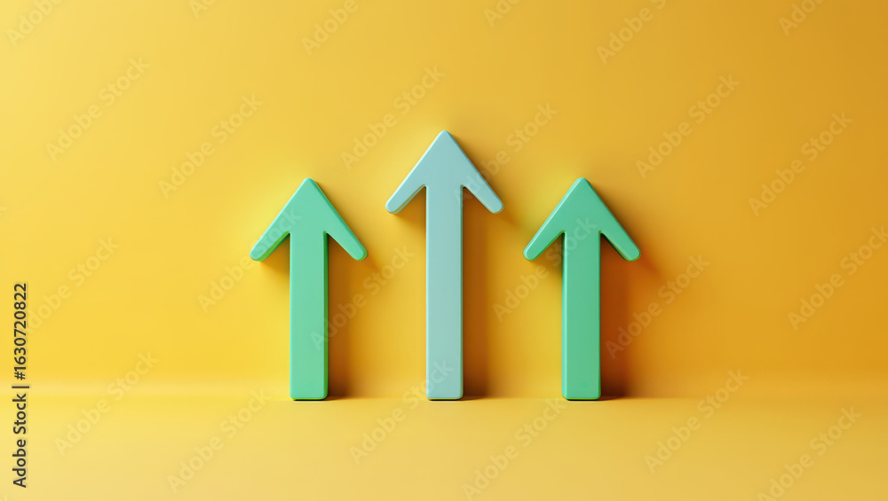 Poster elevated trajectory three arrows pointing upward symbolizing growth progress and positive momentum o