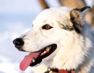 Close-up of a sled dog in snow