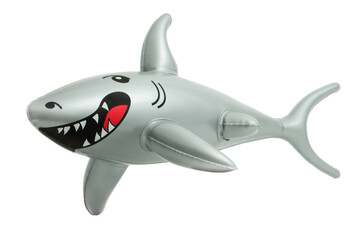 Inflatable toy shark isolated on a white background