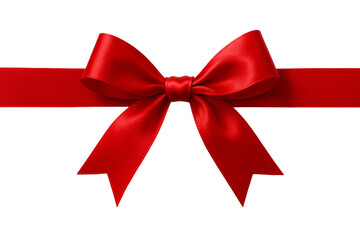 Fototapeta premium Crimson ribbon gracefully knotted with delicate bow, floating against translucent backdrop, lending elegant festive accent for gift wrapping and celebratory presentations