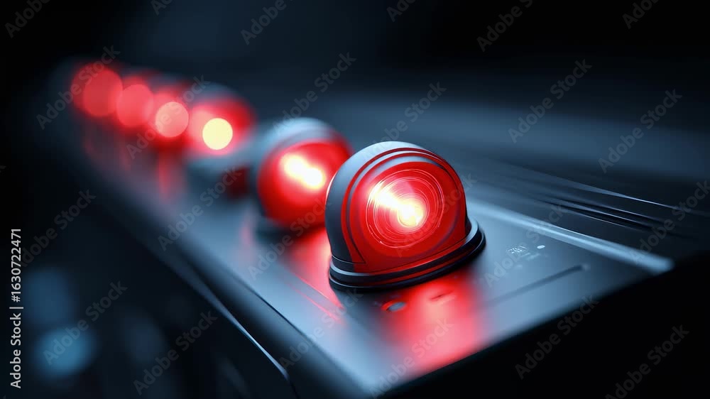 Poster red indicator light array flashing warning state