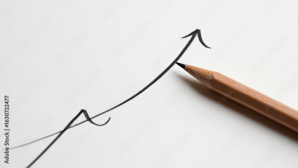 Poster charting upward trajectory a pencil drawing an ascending line on paper symbolizing business growth p